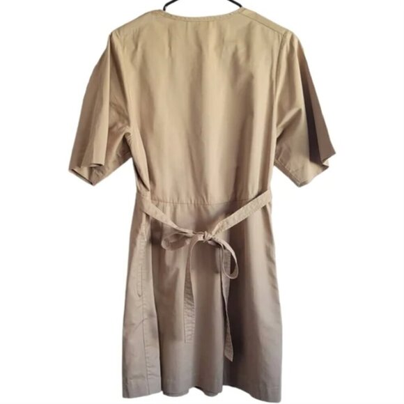 3.1 PHILLIP LIM Dress 2 Khaki Cotton Twill Short Sleeve Minimalist Neutral Trip - Picture 10 of 12